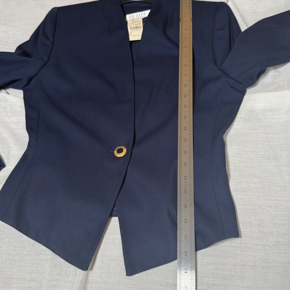 Petite Sophisticate Blue Gold Blazer Jacket Vintage 90s NWT Modern Size 6/8 - Picture 7 of 12
